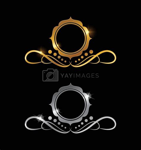 Two Golden And Silver Rings With Sparkles On The Black Background Eps1089