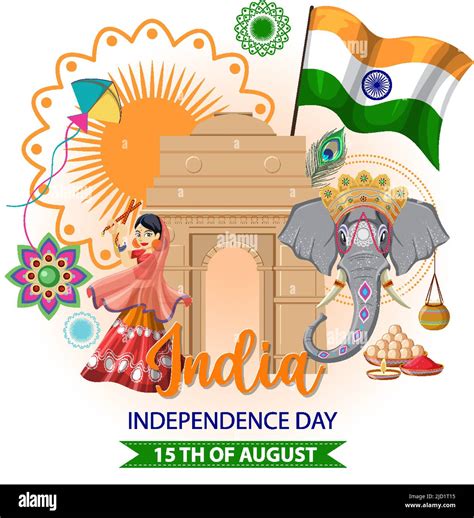 India Independence Day Poster Illustration Stock Vector Image Art Alamy