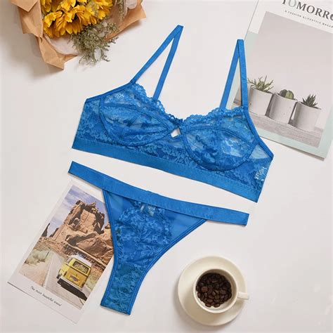 Billionm 2 Piece Lace Bra Set Women Wireless Panty Underwear Set Sexy Lingerie Set