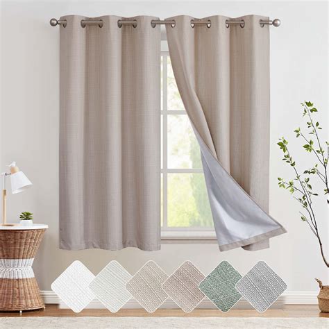 Jinchan Blackout Curtains For Bedroom Living Room Linen Blackout