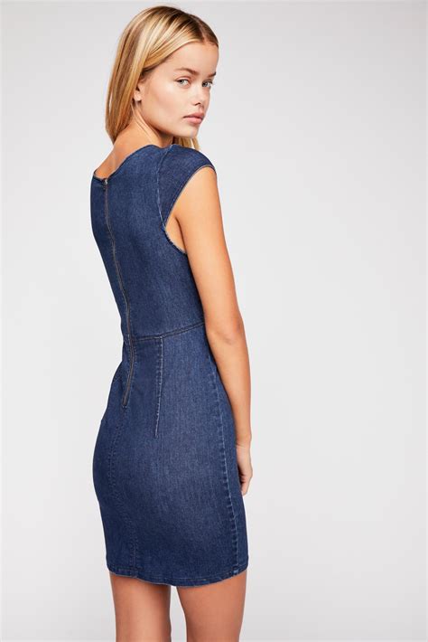 Free People Lia Denim Bodycon Dress In Blue Lyst