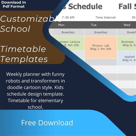 School Time Table Format In Excel Free Download | Timetable template ...