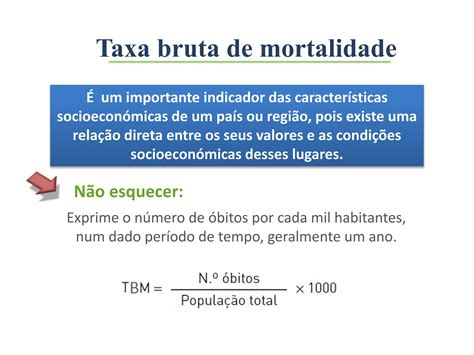 Conceitue Taxa De Mortalidade - Taxa mortalidade | PPTX