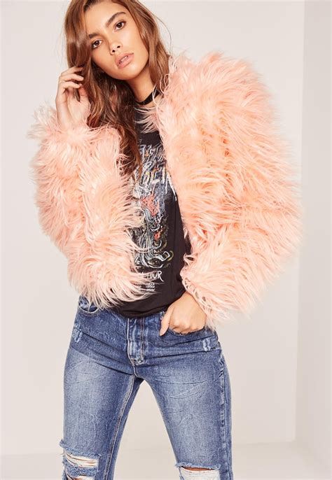 Missguided Pink Mongolian Faux Fur Coat Faux Fur Coat Pink Faux