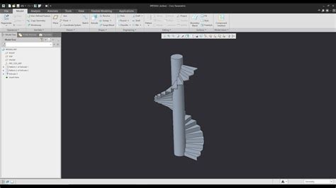 Creo 50 Tutorial Spiral Stairs With Dimension Pattern Youtube