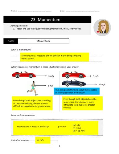 Momentum Gcse Physics Teaching Resources