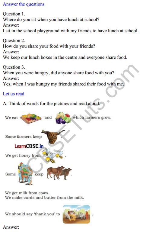 Mridang Class English Solutions Chapter The Food We Eat Cbse Tuts