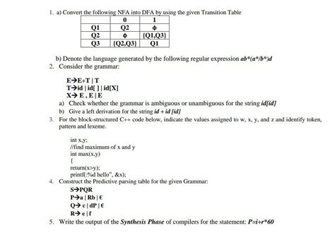 Solved 1 A Convert The Following NFA Into DFA By Using The Chegg