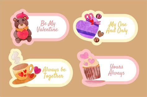 Free Vector | Watercolor valentine's day stickers collection