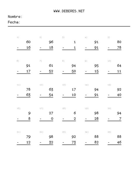 Restas Llevando Para Imprimir Hojas De Restas Llevando En Pdf