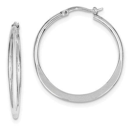 Primal Silver Sterling Silver Rhodium Plated Polished Hoop Earrings