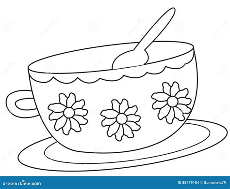 Cute Tea Cup Drawing stock illustration. Illustration of element - 85479184