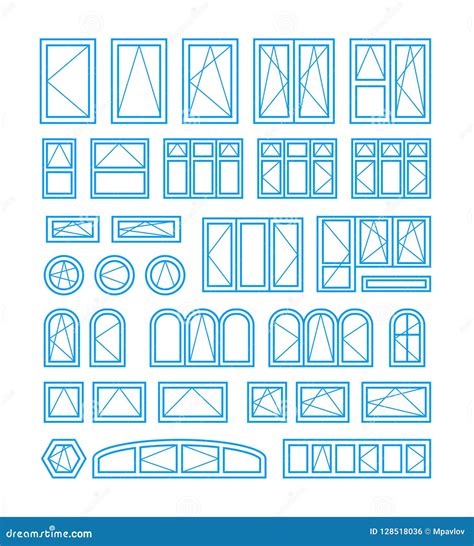 Types Of Opening And Closing Windows And Doors Vector Illustration