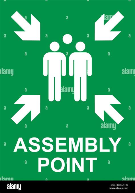 Emergency Evacuation Assembly Point Sign Gathering Point Signboard Vector Illustration Stock