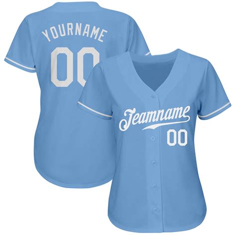 Custom Light Blue White Authentic Baseball Jersey Discount Fansidea