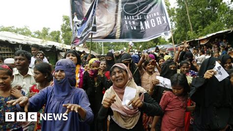 Rohingya Refugees Protest Myanmar Crackdown Anniversary Bbc News