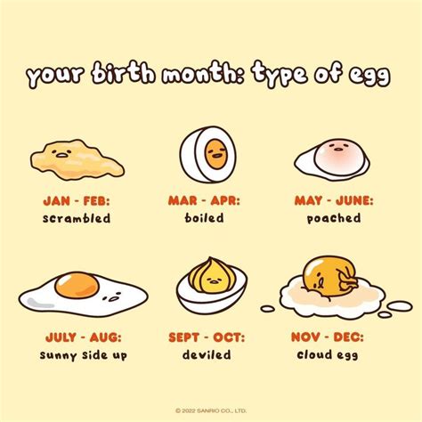 an egg chart with different types of eggs