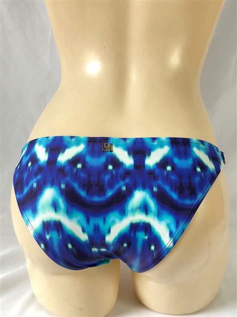 Women S Ikat Leather Braided Detail On Side Bikini Bottom Cobalt Blue