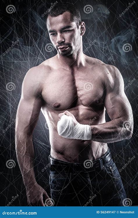 Handsome Muscular Man Posing Stock Image Image Of Naked Portrait