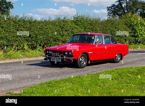 1976 70s 1970s Red Rover P6 Saloon Classic Vintage Car Arriving At The Capesthorne Hall