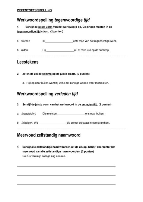 230331 Oefentoets Spelling OEFENTOETS SPELLING Werkwoordspelling