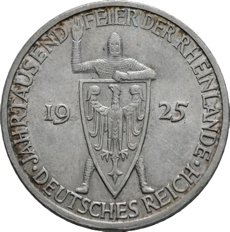 Weimar 3 Reichsmark 1925 J Rheinlande In Vz J 321