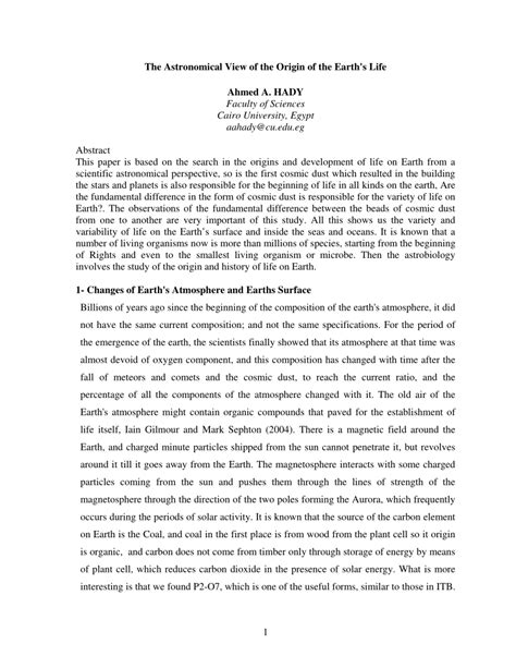 (PDF) The Impact of Solar Activity on Earth’s life