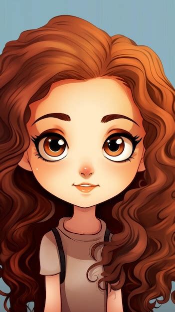 Premium AI Image | Cartoon girl with long brown hair and brown eyes ...