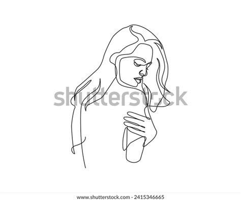 Nude Woman Face Abstract Silhouette Continuous Stock Vector Royalty