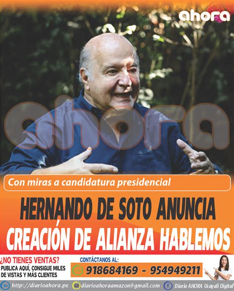 HERNANDO DE SOTO ANUNCIA CREACIÓN DE ALIANZA HABLEMOS Diario Ahora