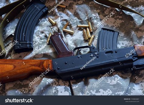 Akm Avtomat Kalashnikova Version Kalashnikov Assault Stock Photo