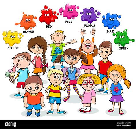 basic colors educational page  happy kids stock photo alamy