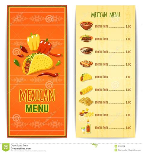 Mexican Food Menu Stock Vector - Image: 51841372