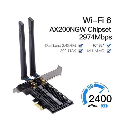 Fenvi Dual Band 3000Mbps WiFi6 AX200 PCIe Wireless Wifi Adapter De13440