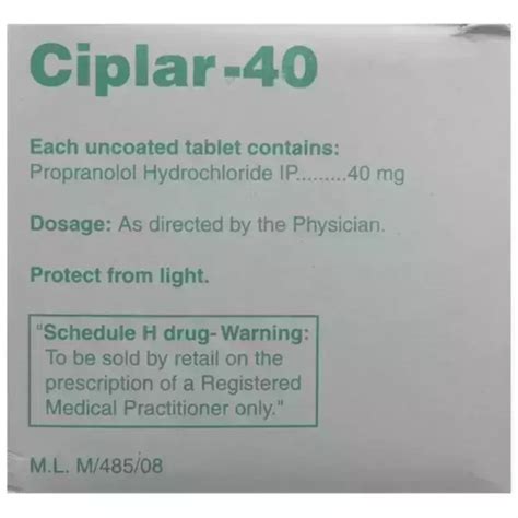 Ciplar 40 Tablet Uses Price Dosage Side Effects Substitute Buy Online