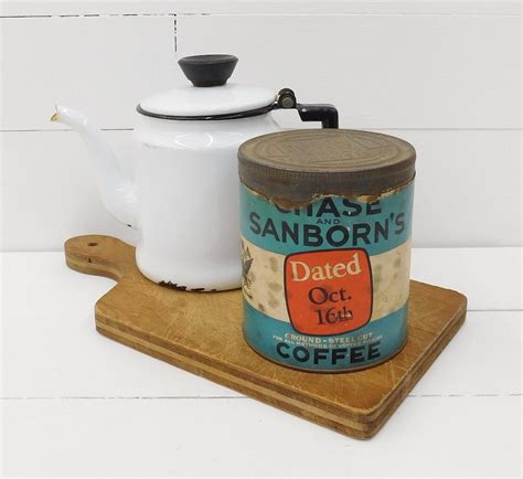 Vintage Chase And Sanborn S Coffee Tin Farm Kitchen Etsy