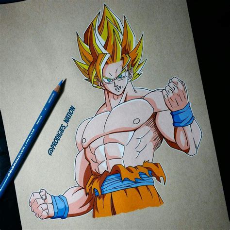 Drawing Of Goku Color Pencils Dragonballz Amino