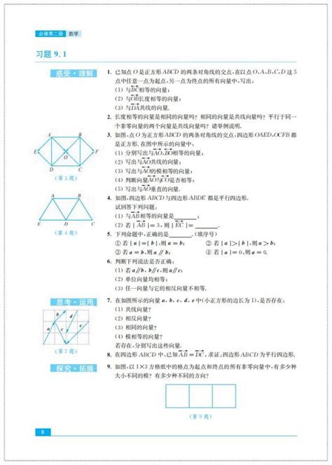 9.1 向量概念|2019年审定苏教版高中数学必修二_高中课本-中学课本网