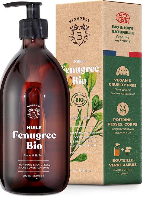 Bionoble Huile de Fenugrec Bio 500ml Macérât Huileux de Fenugrec et