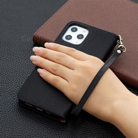 Classic Luxury Litchi Leather Phone Wallet Case For Iphone 12 Pro Max