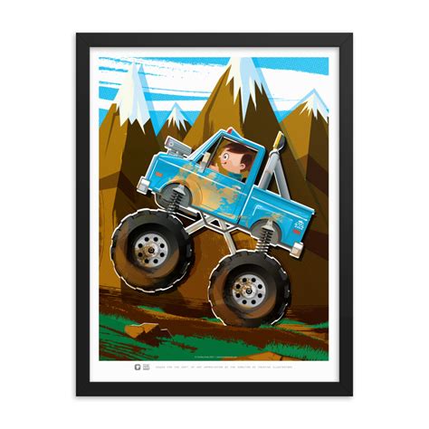 Monster Truck 4x4 - Kids Room Art - Framed Poster