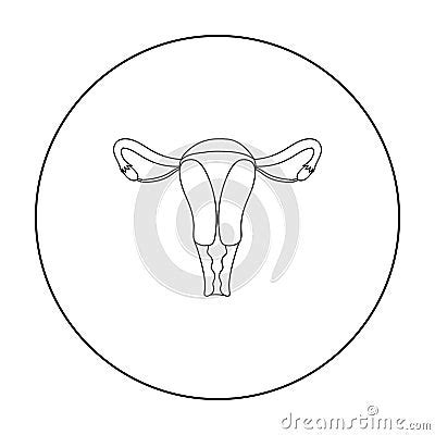 Uterus Icon In Outline Style Isolated On White Background Pregnancy