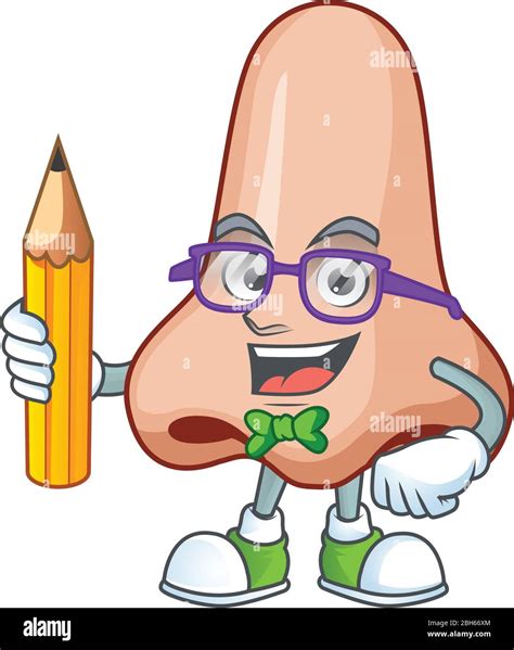 Nose student cartoon character studying with pencil Stock Vector Image ...