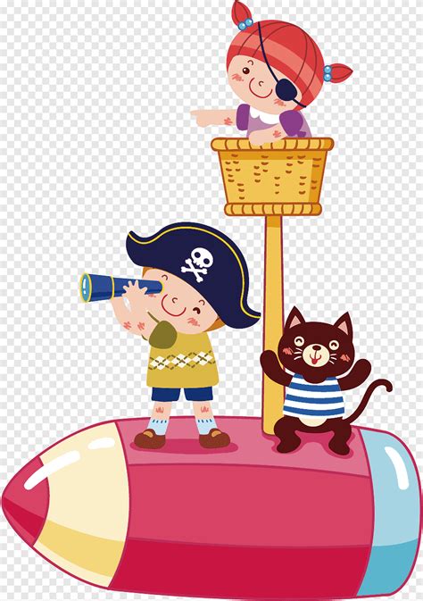 Pirataria Cartoon ilustração infantil elementos de telescópio pirata