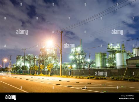 Industrial Building At Night Stock Photo Alamy