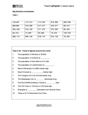 Fillable Online Big numbers worksheets Fax Email Print - pdfFiller