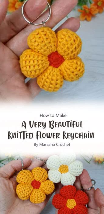 Lovely Flower Keychain Free Crochet Pattern Ideas - Carolinamontoni.com