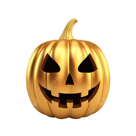 D Render Of Happy Halloween Gold Color Pumpkin Head Jack Halloween