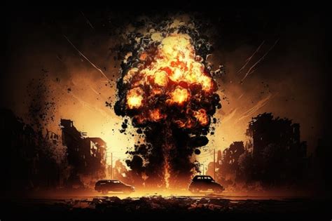 Premium AI Image | A poster for the nuclear war shows a bomb in front ...