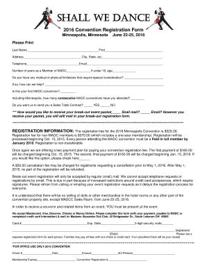 Fillable Online Madc 2016 Convention Registration Form Madame